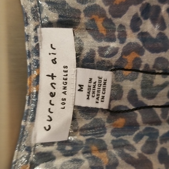 💕CURRENT AIR💕 Metallic Shine Midi Dress Shiny Blue Leopard Print Medium M NWT - Picture 12 of 15